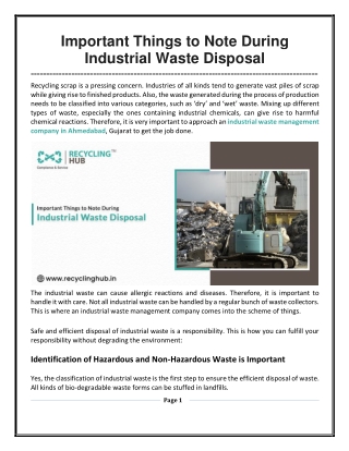 Important Things to Note During Industrial Waste Disposal