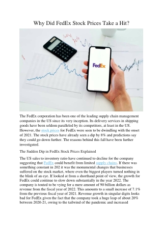 Why Did FedEx Stock Prices Take a Hit