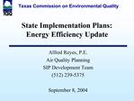 State Implementation Plans: Energy Efficiency Update