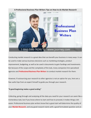 A Professional Business Plan Writers Tips on How to do Market Research