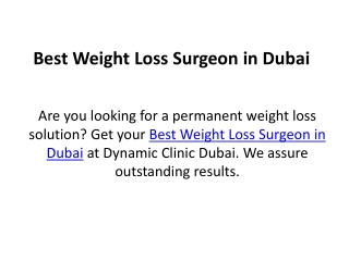 Best Weight Loss Surgeon In Dubai