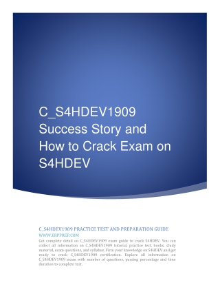 C_S4HDEV1909 Success Story and How to Crack Exam on SAP S4HDEV