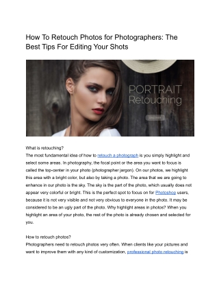 Can You Really Find How to Retouch Photos for Photographers Tutorial