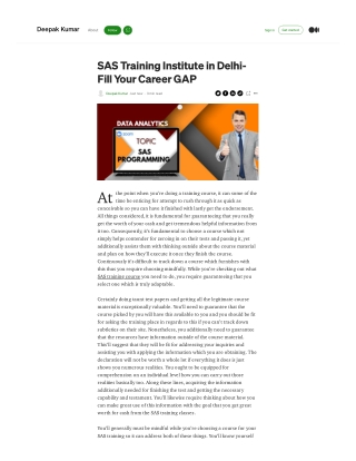 Online & Classroom SAS Training Course in Delhi, NCR