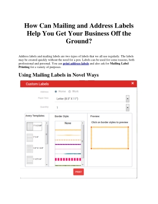How Can Mailing and Address Labels Help You Get Your Business Off the Ground?
