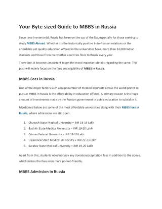 Your Byte sized Guide to MBBS in Russia