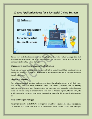 10 Web Application Ideas for a Successful Online Business - iWebServices