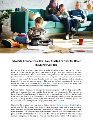 Schwartz Reliance Coaldale Your Trusted Partner for Home Insurance Coaldale