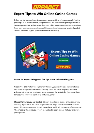 Expert Tips to Win Online Casino Games