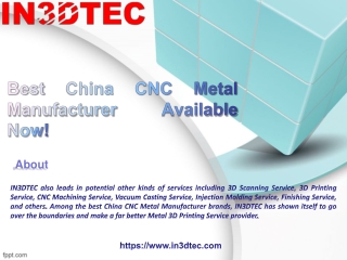 Why IN3DTEC Is the Best China CNC Metal Manufacturer Available Now?