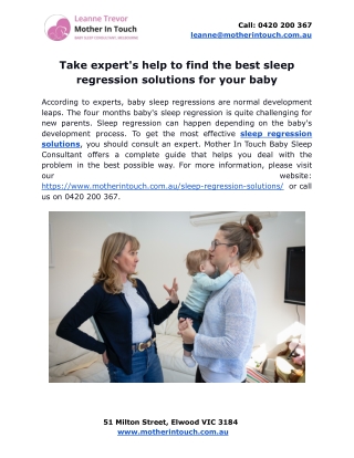 Take expert's help to find the best sleep regression solutions for your baby