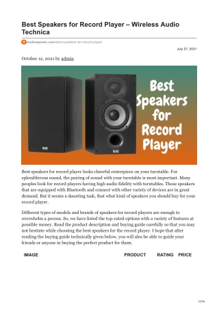 audiospeaks.com-Best Speakers for Record Player  Wireless Audio Technica