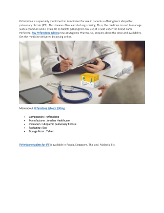 Pirfenidone tablets for IPF