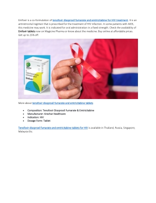 tenofovir disoproxil fumarate and emtricitabine for HIV treatment