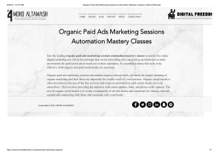 Organic Paid Ads Marketing Sessions Automation Mastery Classes