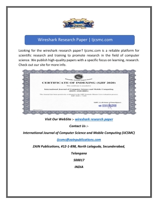 Wireshark Research Paper | Ijcsmc.com