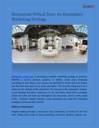 Restaurant Virtual Tour: An Exemplary Marketing Strategy