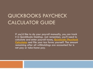 Payroll Calculator QuickBooks