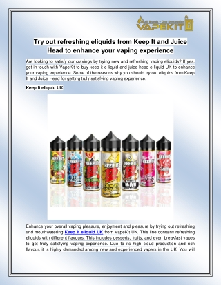 KEEP IT e liquid UK
