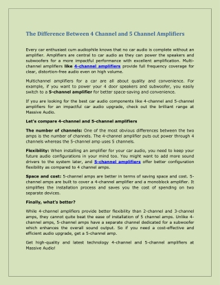 The Difference Between 4 Channel and 5 Channel Amplifiers