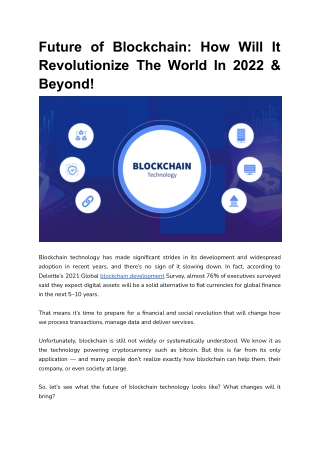Future of Blockchain_ How Will It Revolutionize The World In 2022 & Beyond!