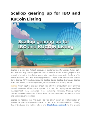 Scallop gearing up for IBO and KuCoin Listing