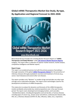 Global mRNA Therapeutics Market Research Report 2021-2026