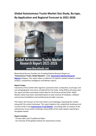 Global Autonomous Trucks Market Research Report 2021-2026