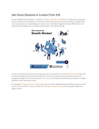 Get Cloud Solutions In London From IHS