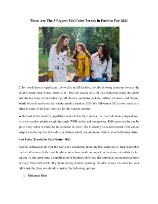 These Are The 5 Biggest Fall Color Trends in Fashion For 2021