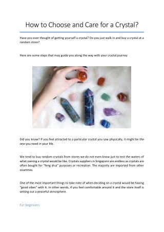 How to Choose and Care for a Crystal