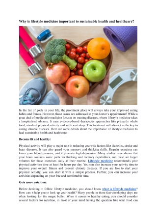 Why is lifestyle medicine essential to sustainable health and healthcare.docx