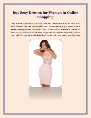 Buy Sexy Dresses For Women In Online Shopping