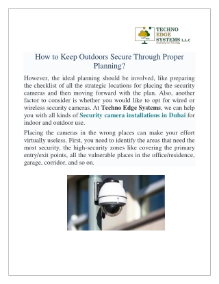 How to Keep Outdoors Secure Through Proper Planning in Dubai?