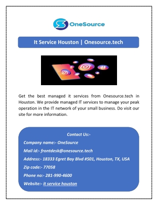 It Service Houston | Onesource.tech