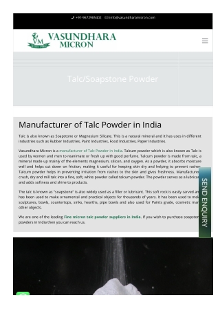 Soapstone powder manufactuer in udaiur, India