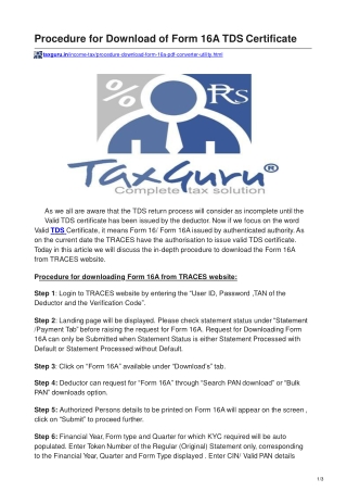 taxguru.in-Procedure for Download of Form 16A TDS Certificate-converted