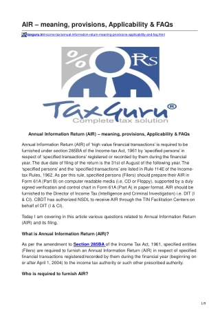 taxguru.in-AIR  meaning provisions Applicability  FAQs-converted