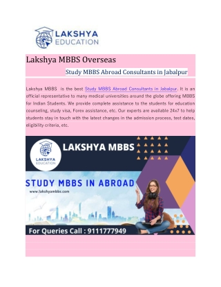 Study MBBS Abroad Consultants in Jabalpur