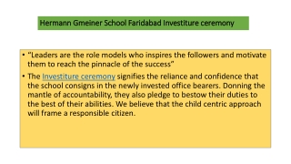 Hermann Gmeiner School Faridabad Investiture ceremony