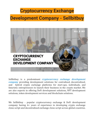 Cryptocurrency Exchange Development Company - Sellbitbuy