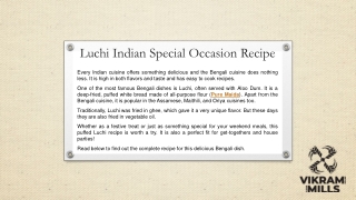 Luchi Indian Special Occasion Recipe