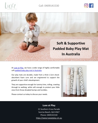 Soft & Supportive Padded Baby Play Mat In Australia