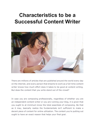 Characteristics to be a Successful Content Writer