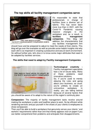 Facilities management companies success mantra