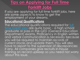 full time forklift jobs