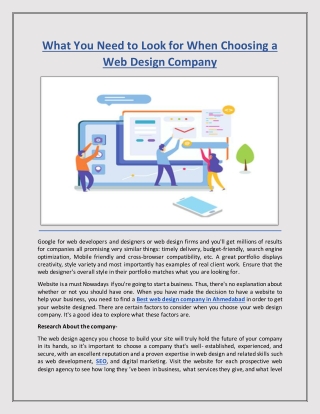 What You Need to Look for When Choosing a Web Design Company