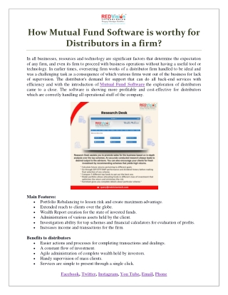 How Mutual Fund Software is worthy for Distributors in a firm