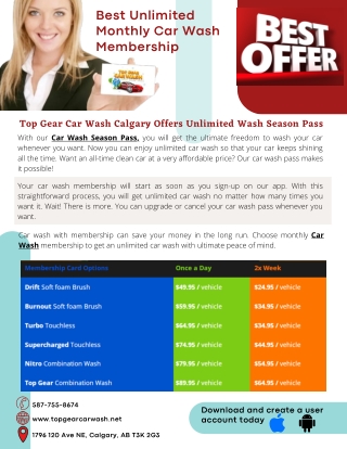 Top Gear Car Wash Calgary Offers Unlimited Wash Season Pass