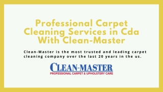 Professional Carpet Cleaning Services in Cda With Clean-Master